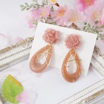 プードルファーと桜ピンク ピアス＆イヤリング