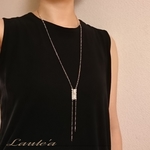 パールとロンデルのＹ字ロングネックレス（シルバー）