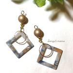 300円☆四角べっ甲☆リングのピアス/イヤリング