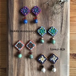 ビーズ刺繍コットンパールマーブル＊ブラウンベース