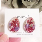 ピアス❤︎ドライフラワー涙型レジン