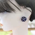 水引のぷっくり ピアス☆紺  (着物, 浴衣にお薦め, 和, 正月, 成人式, 和装)