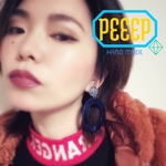 大きめブルーマーブルフープイヤリング