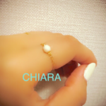 ホワイトガラス♡チェーンリング