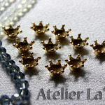 *4個セット*ミルククラウン12mm*金具*ゴールド*