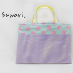 ドット×ストライプ☆　パープル×ピンク×水色　レッスンバッグ　入園入学　絵本バッグ