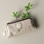 花の刺繍 印鑑ケース デイジー コットンパール   