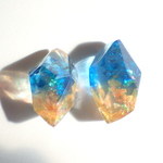 鉱石のピアスor イヤリング🌼 レジン  鉱石レジン 青 橙
