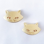 【2個】25mm ヴィンテージボタン 猫 ゴールド