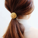 【再販】【 chimie vintage collection- 308 】ドイツヴィンテージBIGゴールドフラワーヘアゴム
