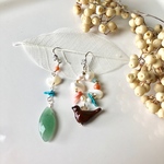 小鳥と天然石のピアス