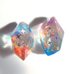 鉱石のピアスor イヤリング🌼 レジン  鉱石レジン 青 紫 橙