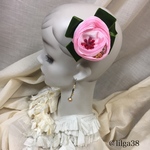 スイートピンクな薔薇ブローチ