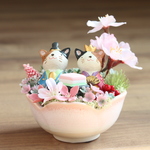 ひな祭りのミニチュアガーデン（ねこ）