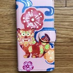 【ほぼ全機種対応】スマホケース　手帳　シーサー　沖縄　ピンク