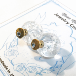 [Hammer-Texture] Circle Crystal Stud Pierce × Crack beads Catch [2way]