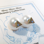 [Hammer-Texture] Triangle Air Blue Opal Stud Pierce × Pearl Catch [2way]