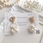 春 色 ♡ ゴールドフラワーのパールフープピアス イヤリング 金属アレルギー対応