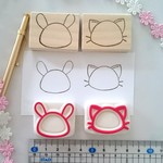 猫×うさぎ 二匹セット フェイス 消しゴムはんこ
