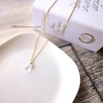 【再販売】繊細なシンプルネックレス■天然石のドロップと小粒の淡水パール■アクアマリン