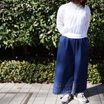 【受注製作】北欧柄刺繍のワイドパンツ ネイビー