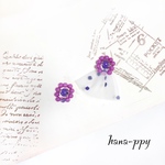 flower dot tulle asymmetry ピアスorイヤリングor樹脂ピアス 