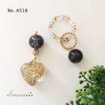 No.A510 クリア × ビリジャンストーンのアシンメトリー ピアス / イヤリング