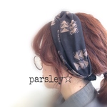 大人のWガーゼのヘアバンド☆くろ