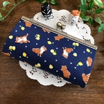 長財布☆柴犬くんとレモン☆ネイビー☆受注製作