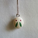 雪うさぎの根付（銀紐）