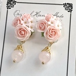 K様取り置き品☆薔薇ブーケと天然石のイヤリング