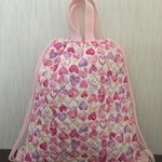 体操着袋 ♡ ナップサック ♡ 水彩タッチのハート柄(ピンク)