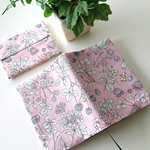春色の花柄のブックカバー・ティッシュケース付き