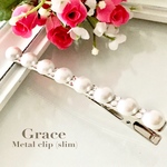 セール価格 ¥790→¥350 パール &スワロフスキー   ヘアクリップ ヘアピン スリムタイプ (8cm）