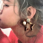 大ぶり星 ☆バックキャチ星 ダブル星ピアスイヤリング