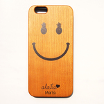 オリジナル名入れ　aloha　smile wood case　スマホケース  対応3機種（iPhone6 / iPhone6Plus / iPhone5/5s /iPhone5c）