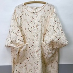 【SALL‼️】ダブルガーゼ ワッフル 花柄 ゆったり 割烹着