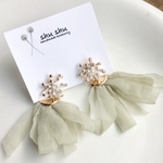 大人上品／フラワー×シフォンタッセルピアス／イヤリング☆ダスティカラー