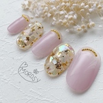 MOROSY133☆シンプル 大人 くすみピンク シェル 透明感 上品 ネイルチップ