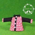 Pink Flower & Black 長袖シャツ：オビツ11サイズ 