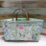 【sale】リバティパッチ＊トート型小物入れ＊横型＊グリーン