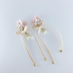 桜とスワロのブーケイヤリング♡雫ガラス
