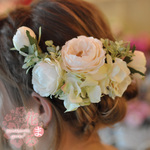 （再販）結婚式　ヘアアクセサリー　髪飾り　髪　ウエディング　ヘッドドレス＆リストレットSET(白)