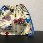 イラスト風はたらく車柄巾着☆ちょっぴり大きめお弁当袋