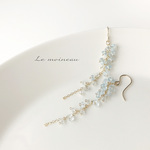 アクアマリンのシャワーピアス*14kgf*