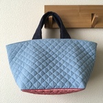 キルティングdeトートバッグ-C ＃041【デニムLB×花柄チロル】