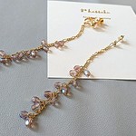 春待ち🌸しだれ桜の超ロングチェーンピアス／超ロングチェーンイヤリング（高見え・春色・華奢チェーン・サクラ色・すみれ色・ラベンダー・大人気・ママコーデ・大人カジュアル）
