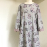 シーチング 綿麻＊紫陽花 : Aラインワンピース