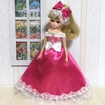 【送料無料】リカちゃん♡ドレス♡ローズピンク×白レース