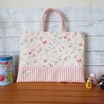 《再販３》レッスンバッグ　内ポケット付  内ﾎﾟｹ   バレリーナ　リボン　清楚　上品👗女の子(ﾋﾟﾝｸﾎﾞｰﾀﾞｰ)
